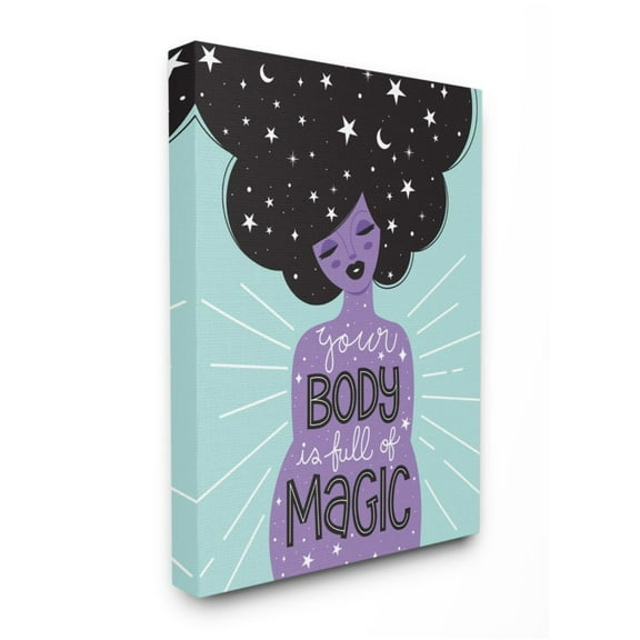 Stupell Industries Body Full of Magic Quote Female Astrological Hair Design by Ilis Avilés, 24" x 30"
