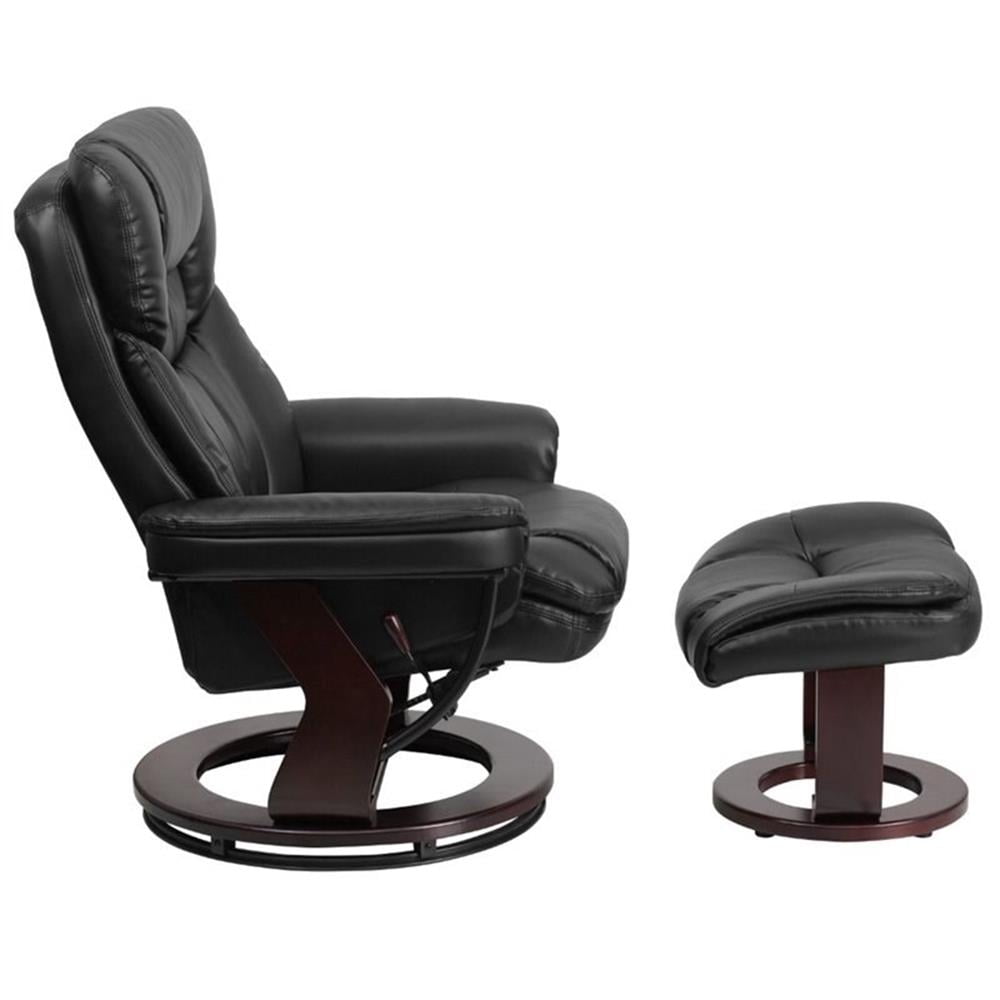 Bowery Hill LeatherSoft Black Recliner Integrated Headrest 41.25"H x 33"W x 44.5"D