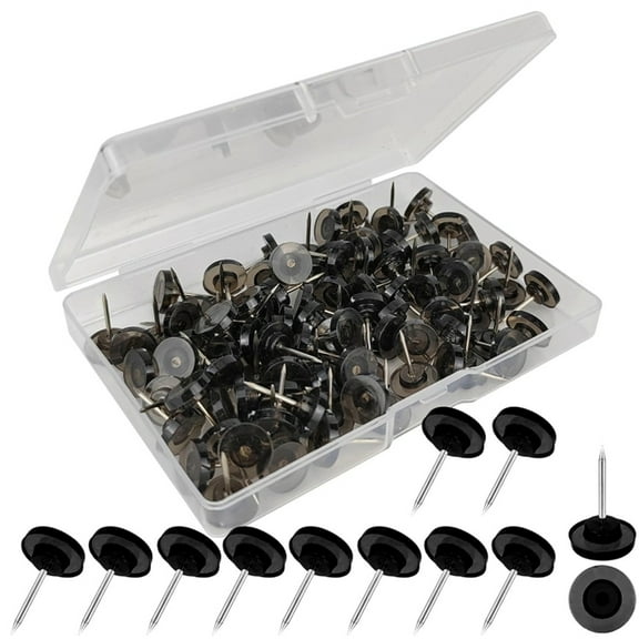 50 Pcs Black Push Pins, Flat Thumb Tacks, Pushpins for Cork Board, Bulletin Board, Wall Hanging (Black, 50)