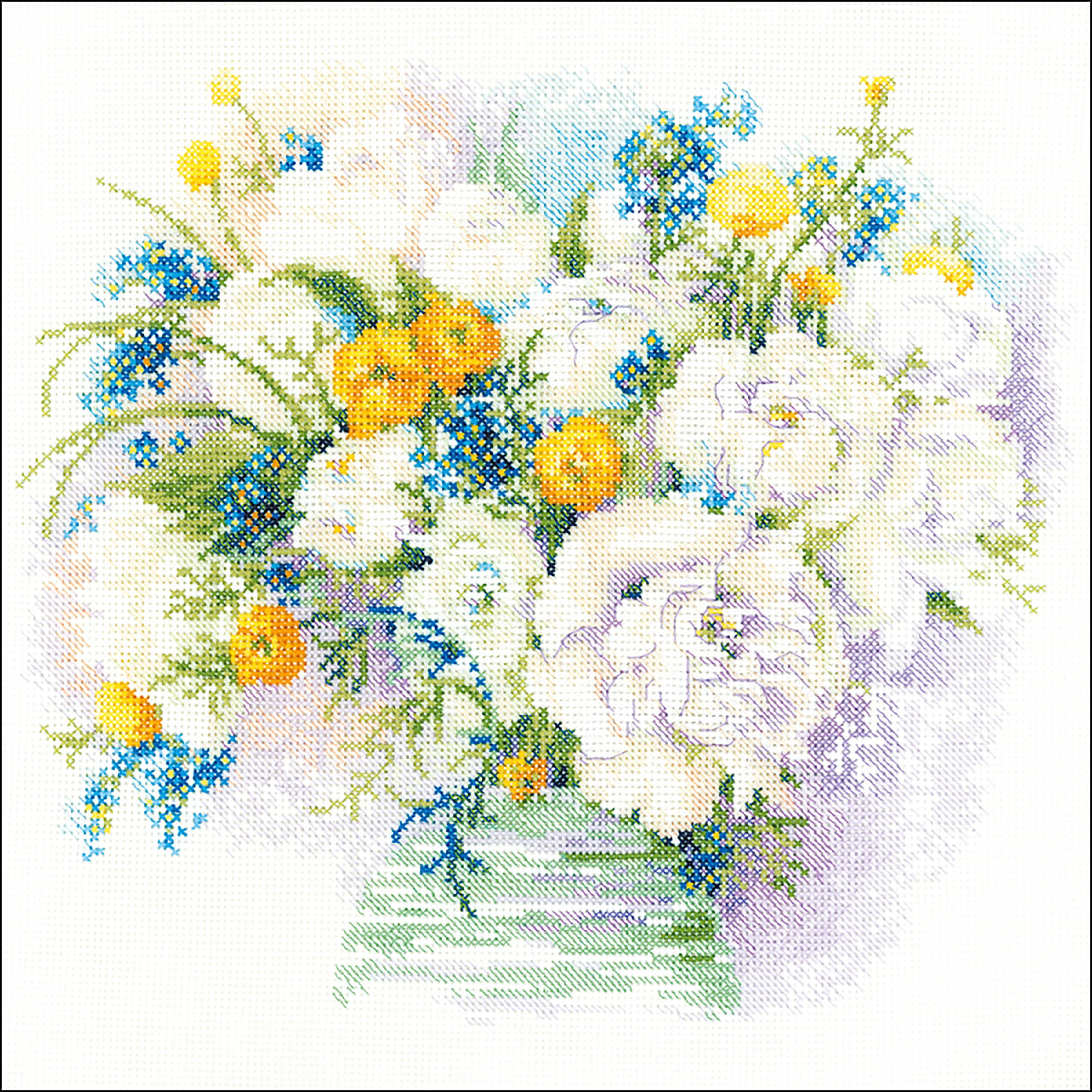 RIOLIS Counted Cross Stitch Kit 11.75"X11.75"Watercolor Peonies (14