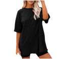 thumbnail image 2 of CEHVOM T-shirt Décontracté Mode Femme Col Rond Manches Courtes Ample Blouse Pull, 2 of 4