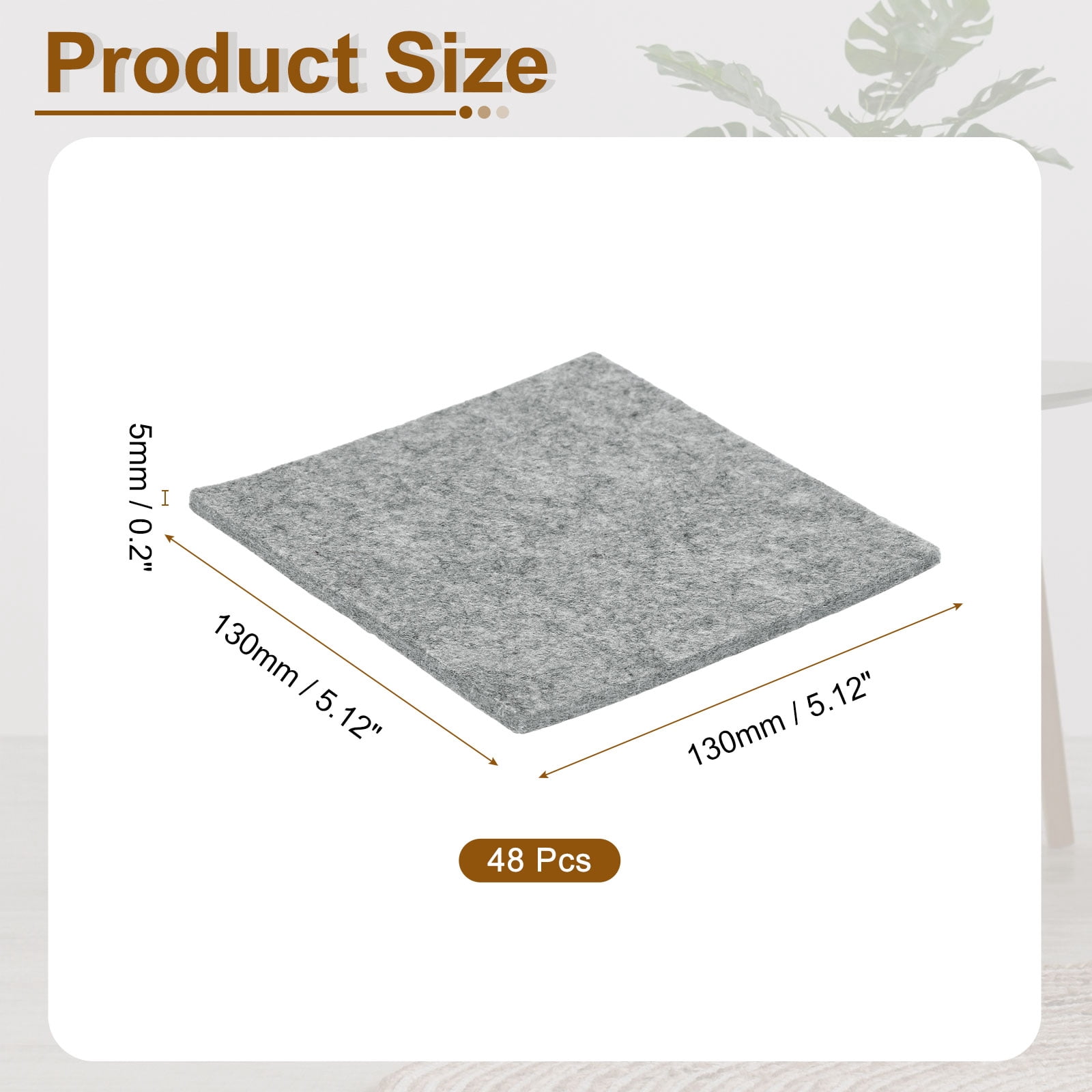Felt Furniture Pads, 48Pack 5.12" x 5.12" Adhesive Backed Felt Non-slip Anti-scratch Chair Leg Protectors for Protecting Hardwood Floor, Grey