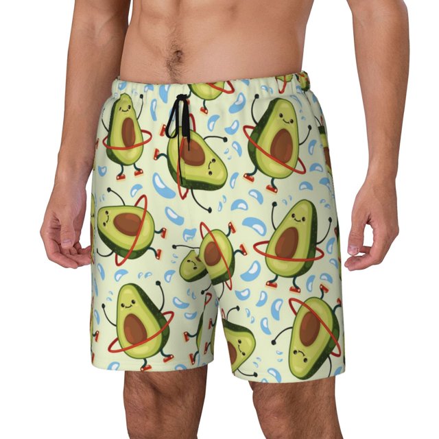 Fotbe Avocado Doing Sport Traje de Baño para Hombre – Shorts de Natación de Secado Rápido con Forro y Bolsillos-Medium