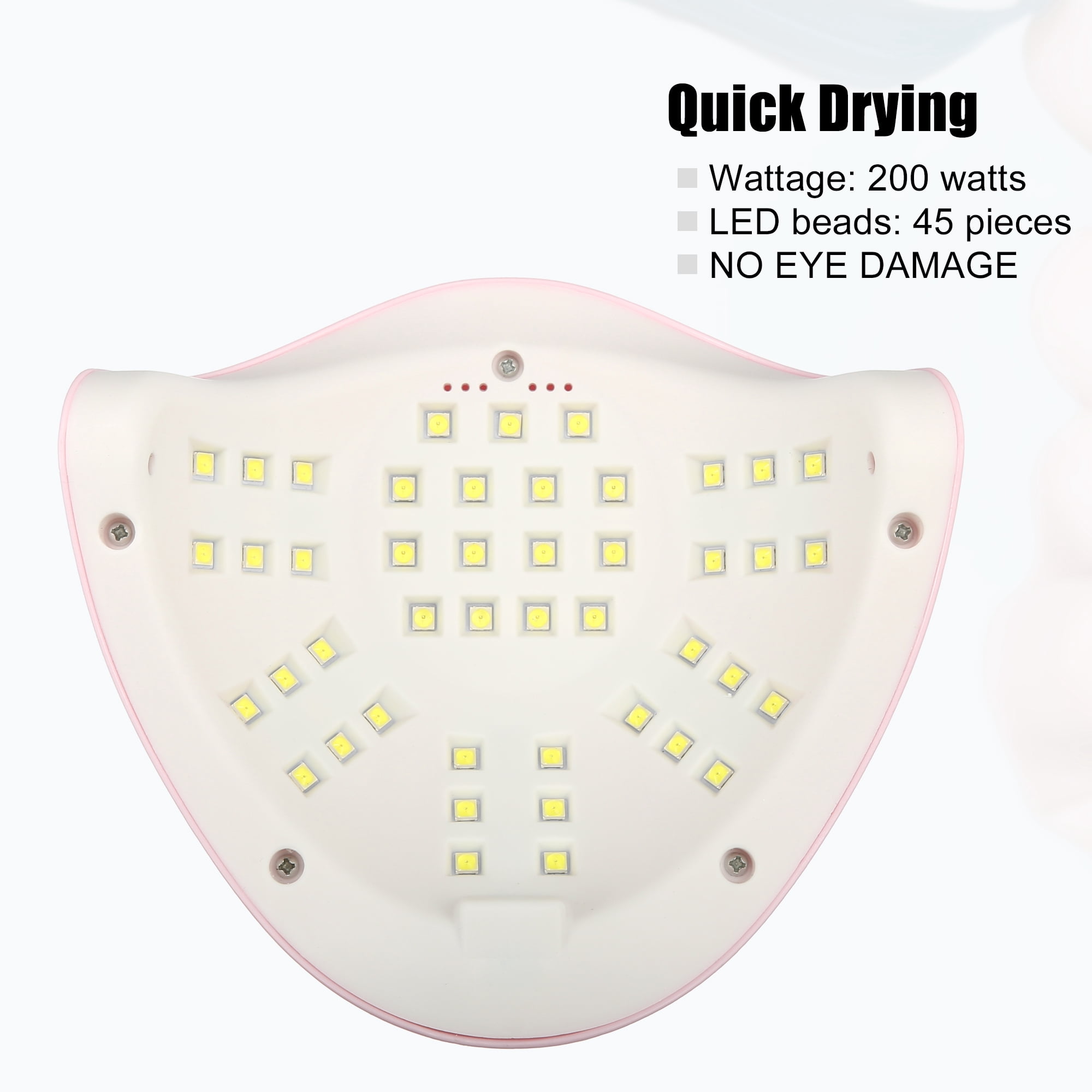 Unique Bargains UV-LED Nail Lamp Portable Gel Nail Polish Dryer with Sensor 4 Timers 200W 45pcs Nail Light Pink