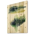 thumbnail image 2 of Designart 'Golden Green Abstract Clouds IV' Modern Print on Natural Pine Wood, 2 of 5