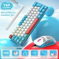 thumbnail image 2 of ZIYOULANG T60 Wired Mechanical Gaming Keyboard and Mouse Combo Mini Portable Rainbow Backlit 62 Keys 6400DPI RGB Beehive Mouse Coil Pilot C-Line for PS4/PC/WIN Gamers (Blue/Red Switch), 2 of 8