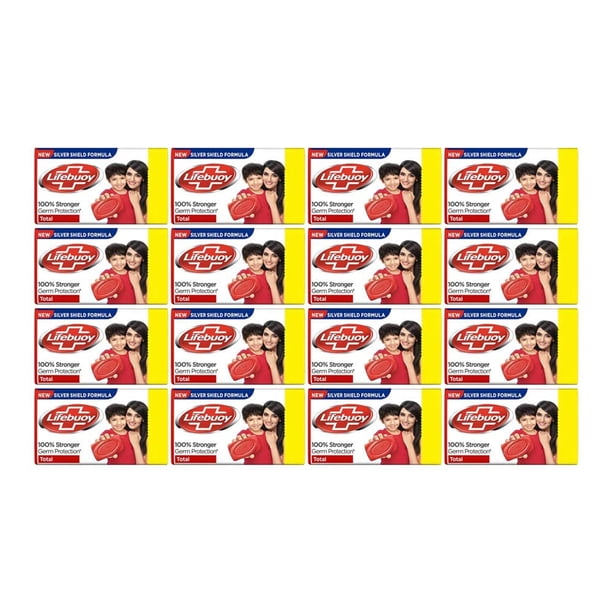 Jabón Lifebuoy Total Red, 16 unidades, 44 gramos cada uno