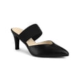 thumbnail image 1 of BLISSFUL STEP Women's Pointed Toe Elastic Strap Stiletto Heelsed Mules Black 7, 1 of 8