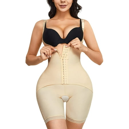 

Loday Shaper Bodysuit for Women High Waist Double Tummy Control Shapewear Butt Lifter Fajas Waist Trainer Shorts(Beige S)