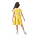 thumbnail image 6 of Byoo Tween Girl Classic Peter Pan Collar Flare Dress Short Sleeve Solid Color Skater Dress School Uniform Versatile Dress,Yellow, 6 of 8