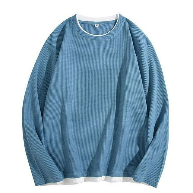 pstuiky camisa de manga larga para hombre, Sudadera con capucha de dos piezas, manga larga, redonda, color liso, informal, para hombre salir tops xxxl