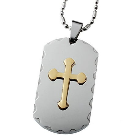 R.H. Jewelry Stainless Steel Pendant, Mens Cross Dog Tag