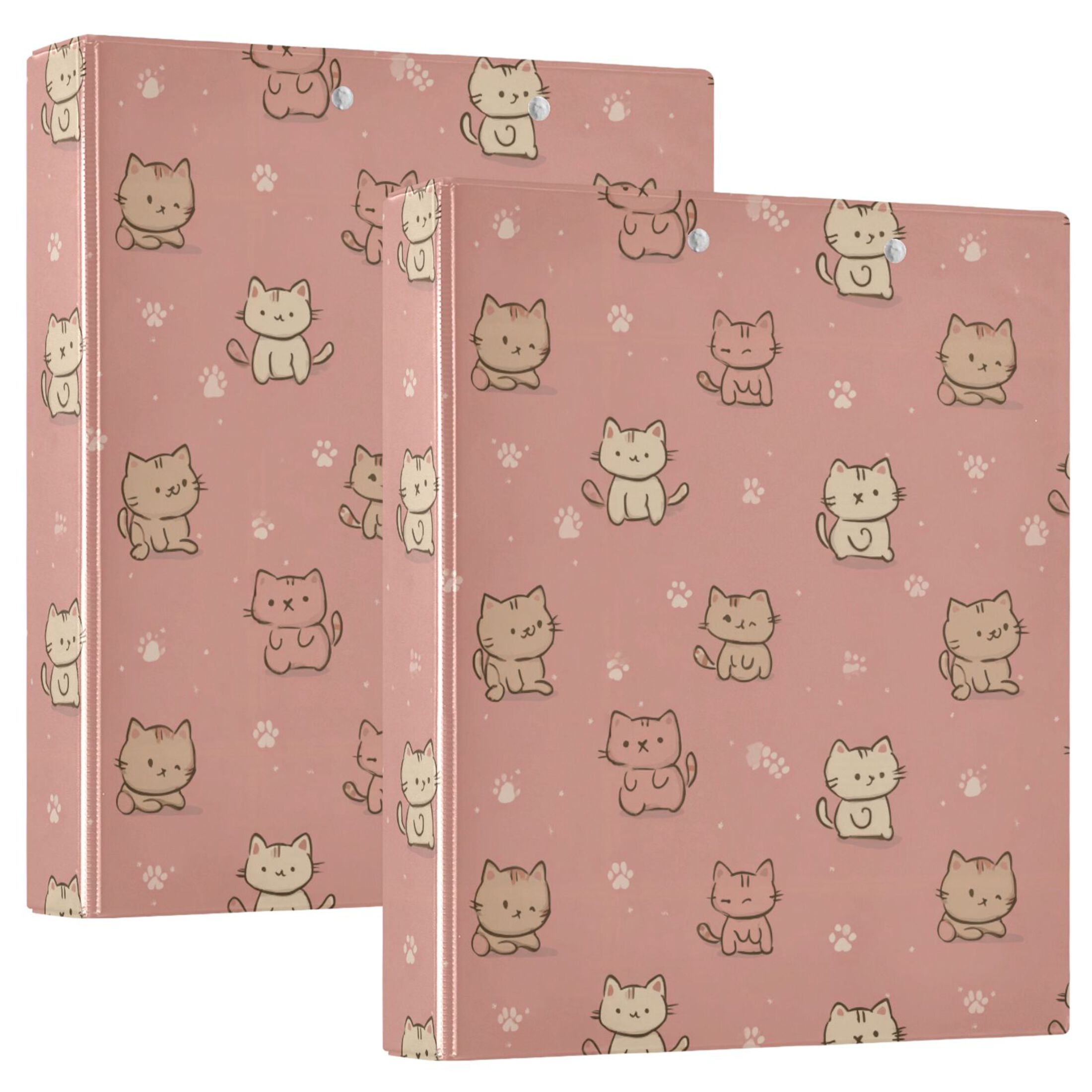 Three Ring Binder Cute Cartoon Cat 1.5 Inch Round Binder D-Rings for Office Supplies and More