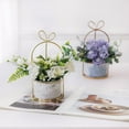 thumbnail image 4 of Artificial Flowers Hydrangea with Ceramic Vase Silk Chrysanthemum Mini Potted Fake Flowers Hanging Potted Plants for Wedding Home Office Decoration Pack of One (White), 4 of 5