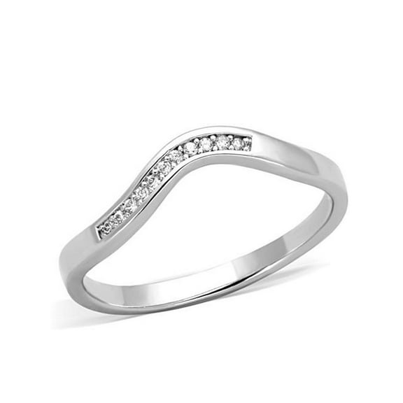 .06Ct Cubic Zirconia Stainless Steel Curved Band Promise Ring Women's Size 8