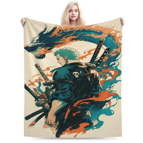 Roronoa Zoro Blanket, Super Soft Large Fluffy Plush Throw Blanket for Boys Girls Young Adults, Cozy Warm Flannel Blanket for Living Room Couch Bed All Seasons 40"X30"