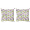 thumbnail image 1 of Ambesonne Octopus Throw Pillow Cover 2 Pack, Cartoon Underwater Animals, 20", Pink Yellow Pale Blue, 1 of 2