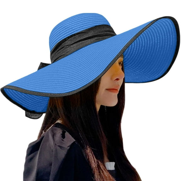 Hauaitttt Beach Hats for Women Big Straw Wide Brim Summer Hat Floppy Foldable Roll up Cap Sun Hat Men Hats for Summer Womens Top Hat Summer Hat for Men Hand Fan Sunhat Beach Women Womens Fedora Hats