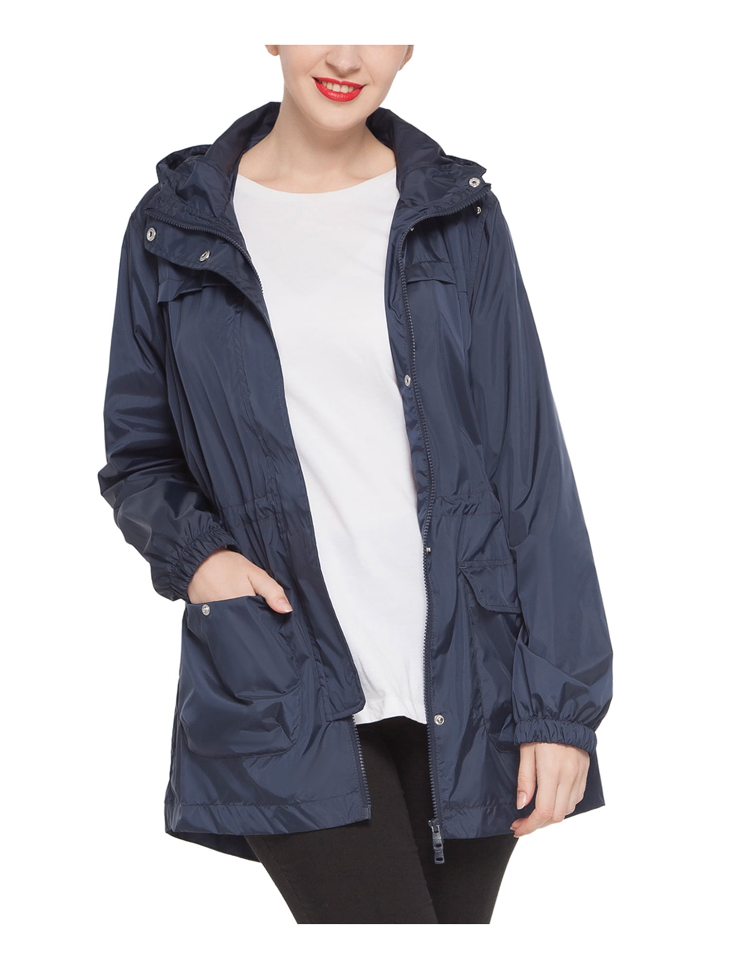 DEELIN 2019 Sale Autumn Winter Casual Daily Coats Women Solid Rain Jacket Outdoor Plus Waterproof Hooded Raincoat Windproof Windbreaker Outwear 14 Colors 8 Sizes 