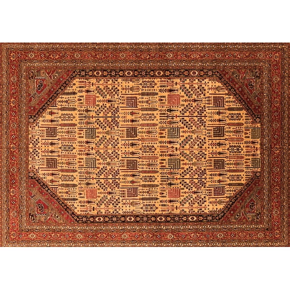 Ahgly Company Indoor Rectangle Oriental Orange Industrial Area Rugs, 3' x 5'