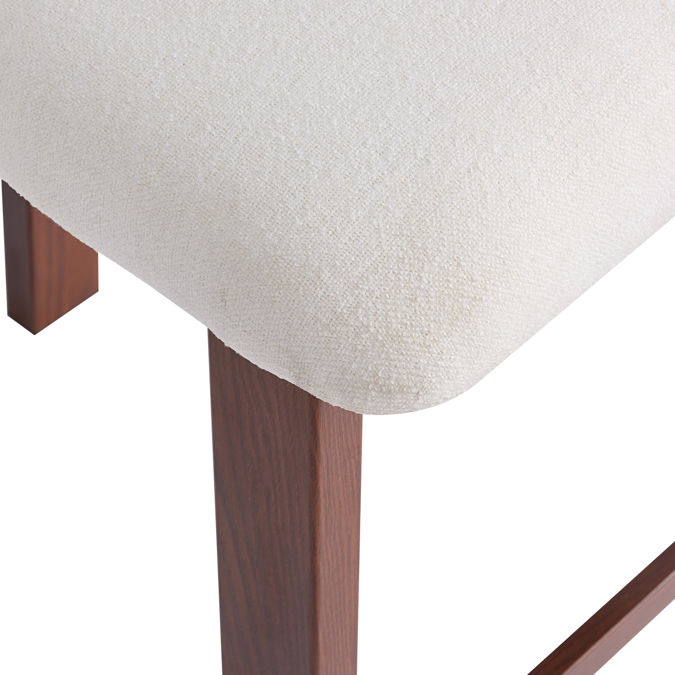 Remy Modern 26.5" Fabric Upholstered Barstools with Iron Frame, Walnut+White, Set of 2
