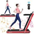 thumbnail image 1 of Gymax Tapis Roulant Pliant 2 en 1 2,25 Hp Machine de Course avec Double Affichage Rouge, 1 of 10