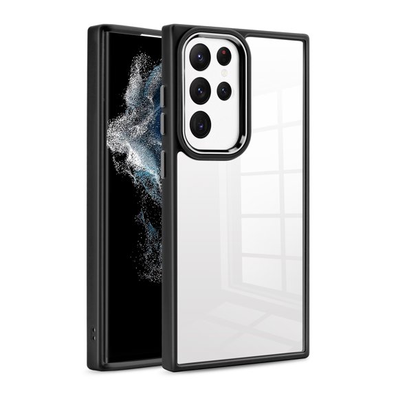 For Samsung Galaxy S23 Ultra Clear Transparent Hybrid Fusion Hard PC Shell Shockproof Colorful Frame Bumper Protective Case Cover fit Galaxy S23 Ultra - Black