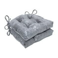 thumbnail image 2 of Pillow Perfect 622804 Indoor Metallic Suzani Gunmetal Reversible Chair Pad, Grey - 16 x 15.5 x 4 in. - Set of 2, 2 of 2