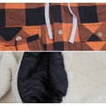 thumbnail image 3 of Men's Heavyweight Cotton Flannel Warm Sherpa Lined Snap Button Plaid Jacket (2 Brown Black 12, 3XL), 3 of 3