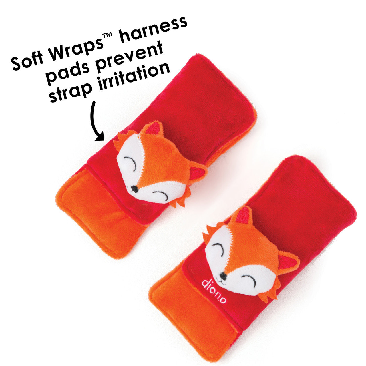 Diono Baby Harness Straps & Character Toy, 2 Pack Shoulder Pads, Fox