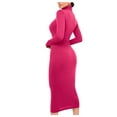 thumbnail image 3 of LYXSSBYX Long Sleeve Dresses Hot Sale Clearance Women Fashion Slim High Neck Long Dress Long Sleeve Pure Color Dress, 3 of 8