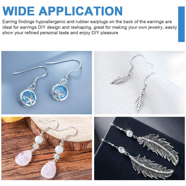 60pcs Safety Non-Allergenic Plastic Earring Hooks Ear Wire Anti Allergy  Hooks Earring Findings DIY Jewelry Making for Sensitive Ears (Clear)