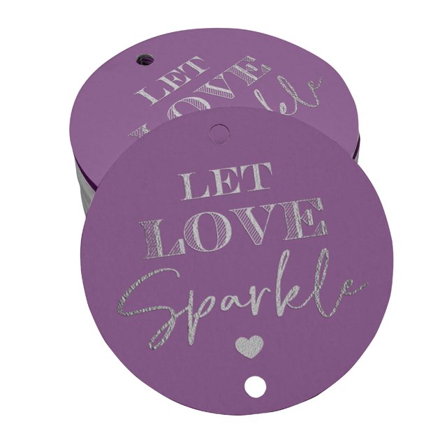 Inkdotpot Pack Of 50 Let Love Sparkle Wedding Favor Paper Tags Craft Real Silver Foil Hang Tags