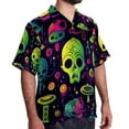 thumbnail image 2 of Alien Men's Short Sleeve Button Down Casual Poplin Shirts for Summer Beach, Printed Design - Unisex, 2 of 6