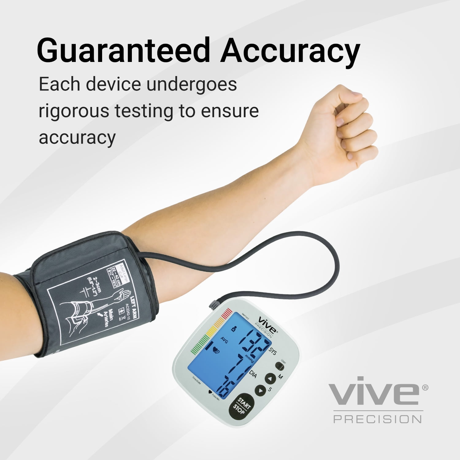 Vive Health Blood Pressure Monitor Replacement Cuff Gray Medium