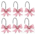 thumbnail image 2 of Kaireo 12Pcs Decorative Shower Curtain Hooks Bow Knot Resin Curtain Hooks Shower Rings for Bathroom Baby Room Nursery Art Decors,Pink Bow Shower Curtain Hook (12Pcs)Pink, 2 of 8