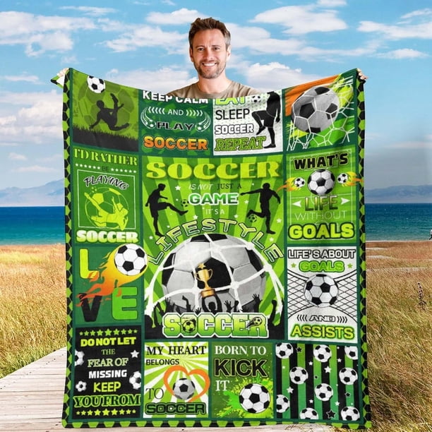 LHSHID Flannel Fleece Blanket American Football Field Green for Bedroom Couch Travelling Comfortable All Season Air Conditioning Blanket for Adult Chidern 30x40in