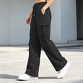 thumbnail image 5 of Zynoxe Women's Cargo Sweatpants Elastic Waist Drawstring Sweatpants for Women Loose Solid Color Wide Leg Pants Trendy Streetwear Casual Trousers with Mulit Pockets L, 5 of 7