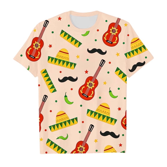 Hihipz Tween Boys Mexican Fiesta 3D Print Tee Crew Neck Short Sleeve T-Shirt Trendy Graphic Tshirt
