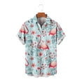 thumbnail image 3 of Animals Flamingo Men's Striped Short Sleeve Regular Fit Poplin Button Down Shirts, 3 of 4