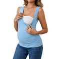 thumbnail image 4 of Camiseta básica sin mangas de maternidad con fruncido cruzado para mujeres, paquete de 2, tops de lactancia XX-Large en negro y azul, 4 of 6