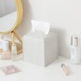 thumbnail image 7 of 2 Pack Tissue Box Holder, Tissue Box Cover Square, PU Leather Tissues Cube Box Cover, Decorative Woven Facial Tissue Holder on Table and Bathroom (White Square), 7 of 7