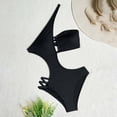 thumbnail image 6 of AOMPMSDX Summer Womens Swimsuits One Shoulder Bikini Sexy Irregular Solid Color Monokinis Bathing Suit For Women Black L, 6 of 7