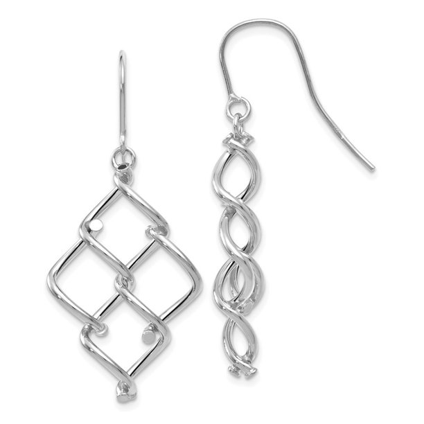 Jewelry 14k White Gold Polished Twisted Dangle Earrings 1.8