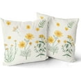 thumbnail image 4 of Floral Pillow Covers 18x18 Set of 2 Cute Botanical Print Vintage Yellow Sage Green Flower Leaves Decorative Throw Pillows Spring Summer Pillowcase Cotton Square Cushion Cover Decor for Couch Bed Soft, 4 of 6
