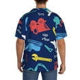 thumbnail image 5 of Xecao offers the Colorful Excavator for Men's Casual Short-sleeved Shirt, a button-up collared shirt with a pocket, perfect for beach vacations and yacht travel in the Large size., 5 of 7