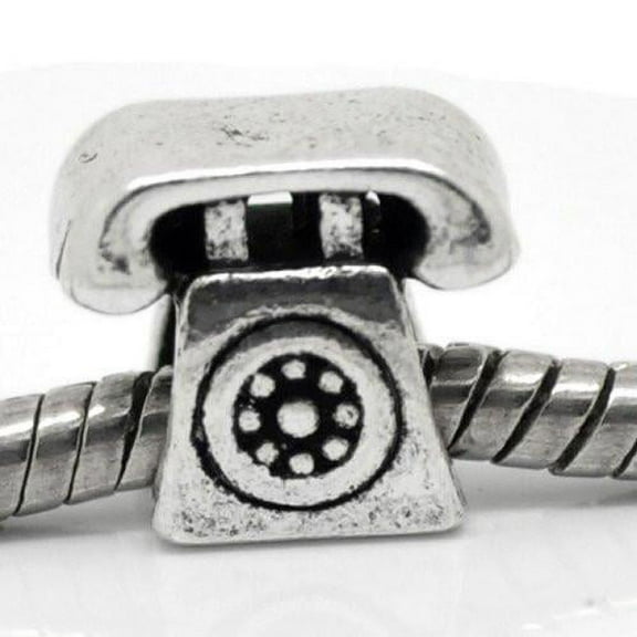Rotary Telephone Charm European Bead Compatible for Most European Snake Chain Bracelet