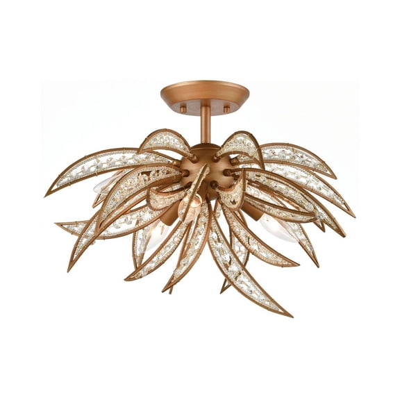 Elk Home 21-Inch Wide Naples Semi Flush Mount, Modern, Matte Gold
