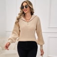 thumbnail image 6 of MLDRA Women's Sweaters Knit Pullover V-Neck Quarter Zip Long Sleeve Tops with Collars Knitwear, 6 of 7