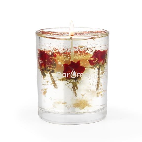 Aromatherapy Scented Candles, Daroma Jar Jelly Candle with Organic Dried Flower, 100% Nature Coconut Wax and Essential Oil, Long Burning, Relaxing for Bath, Yoga,Holiday Gifts for Birthday,Velvet Rose